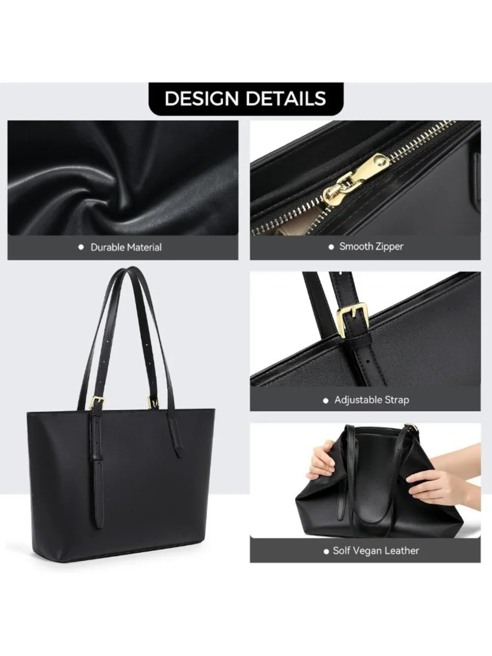 Stylish Soft Faux Leather Tote Bag for Women - Perfect for Work, Daily, Office